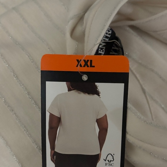 Ellen Tracy Ivory and Silver Striped Top - Picture 2 of 2